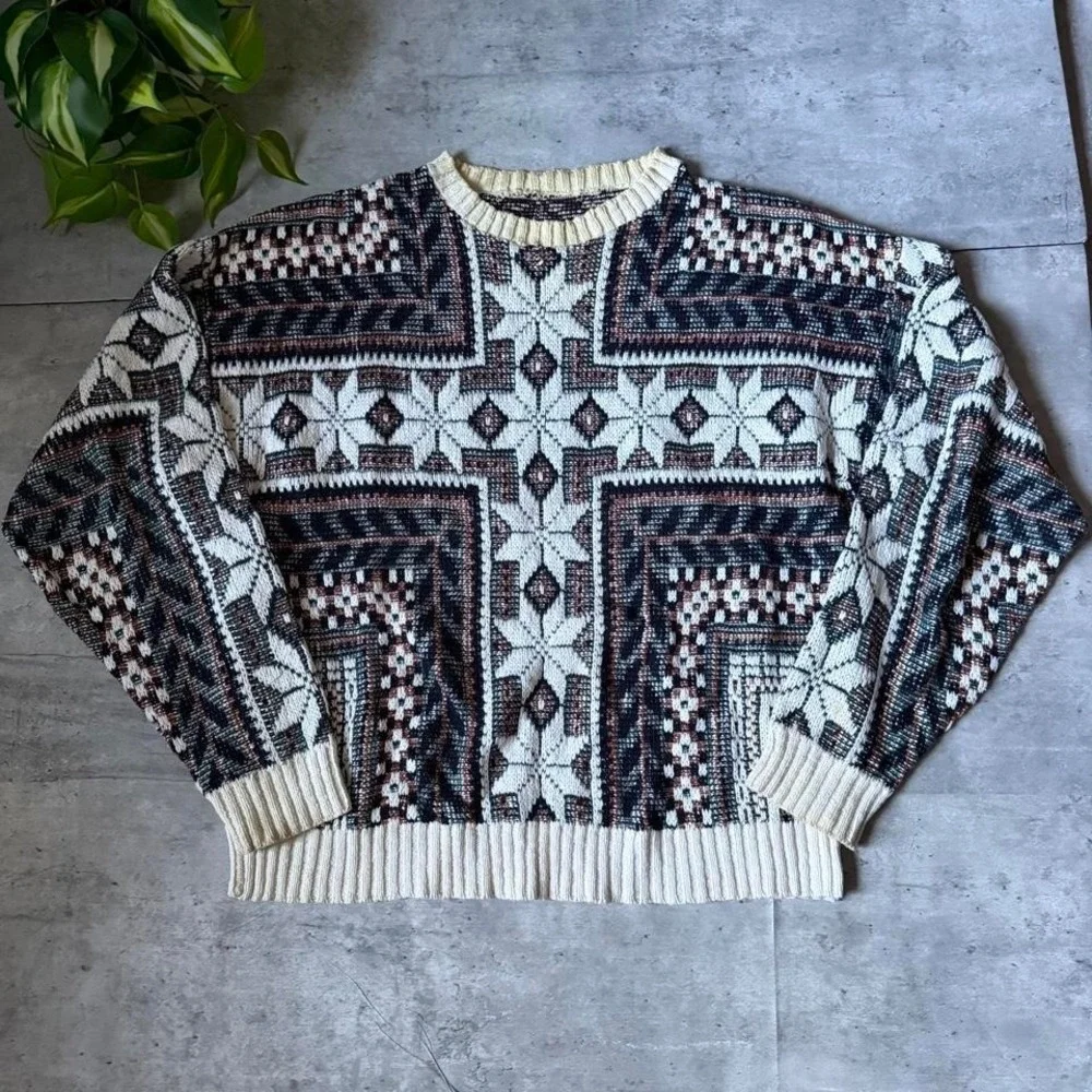Vintage 90s knit geometric pattern  sweater